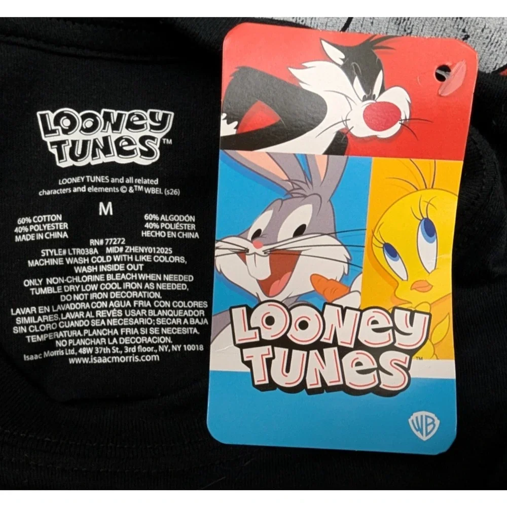 New Looney Tunes men's sz M T-shirt knit black graphic Bugs Bunny 038 0928